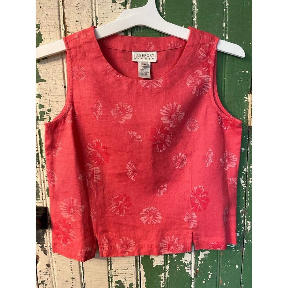 Linen Studio Coral Floral Sleeveless Top XS/ S